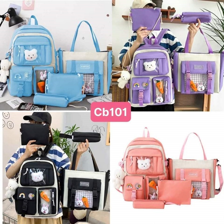 [FREESHIP 15]Sét 4 món balo balo nữ đi học balo học sinh balo đi chơi balo nữ đi học hàn quốc balo đi học nữ cấp 2 balo du lịch balo nữ mini ba lô nữ ba lo nữ ba lo hoc sinh TOKOMI BL019 HÀNG ĐẸP