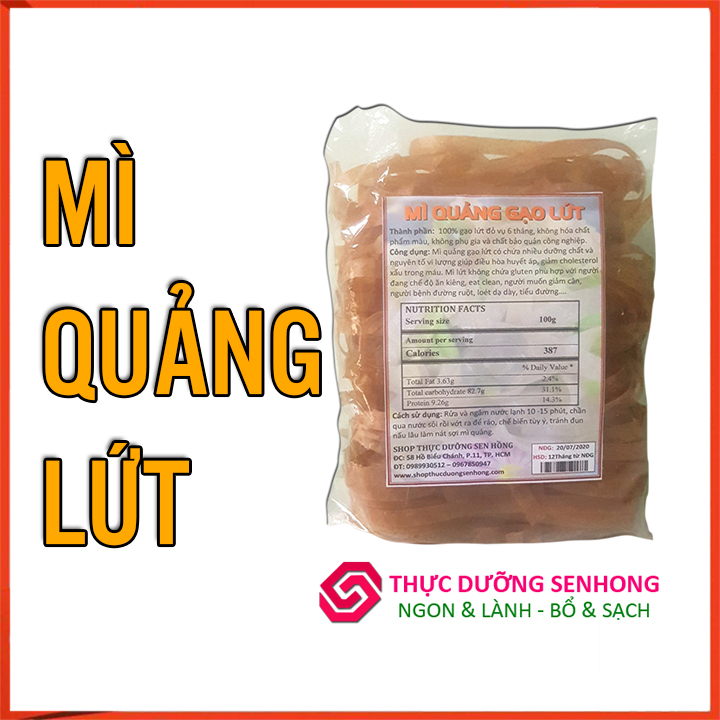 Mì quảng gạo lứt  (sợi 10mm - 500gr) Thực dưỡng Sen Hồng