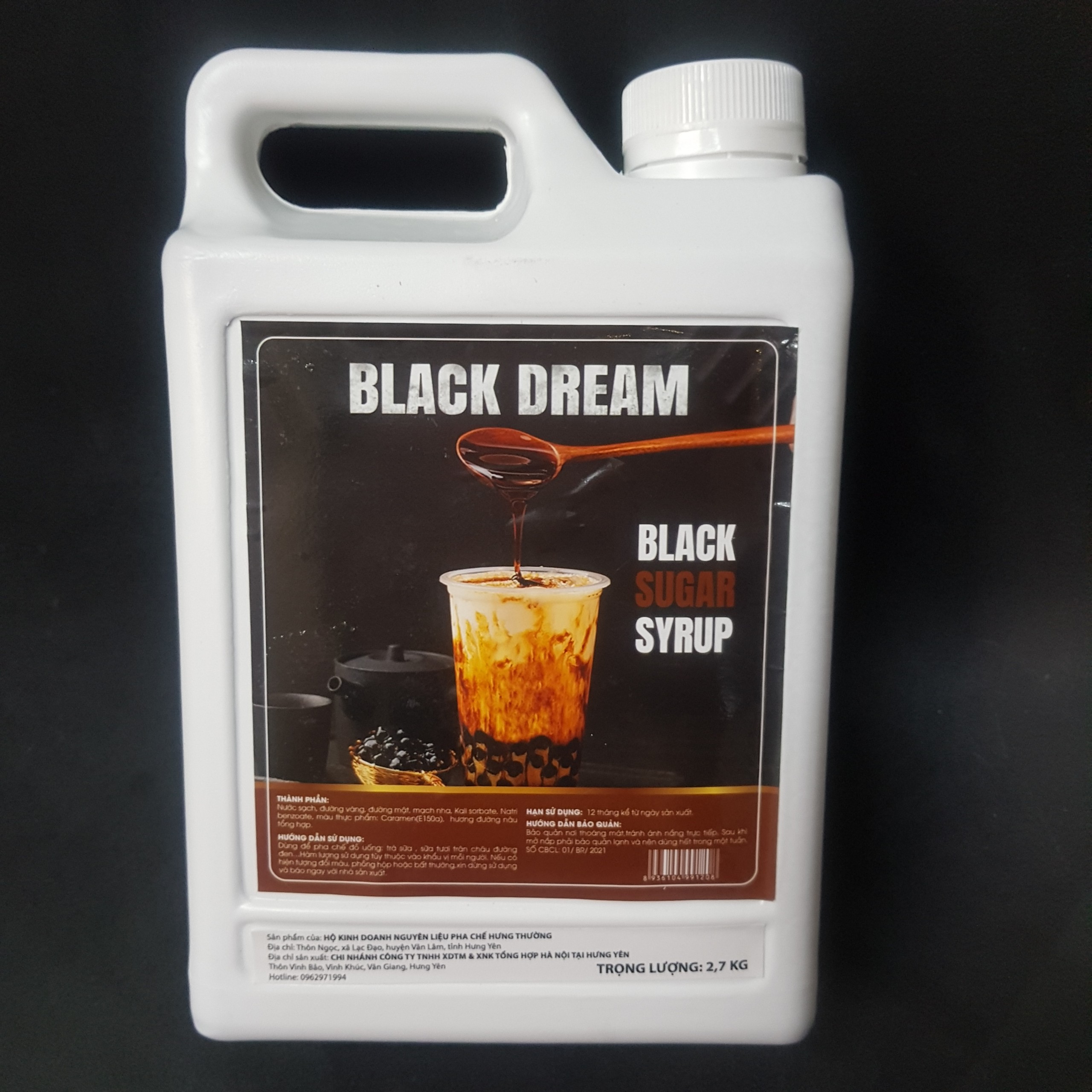 Siro đường đen black dream can 2,7kg làm sữa tươi trân châu đường đen siêu bám thành cốc- nguyên liệu trà sữa