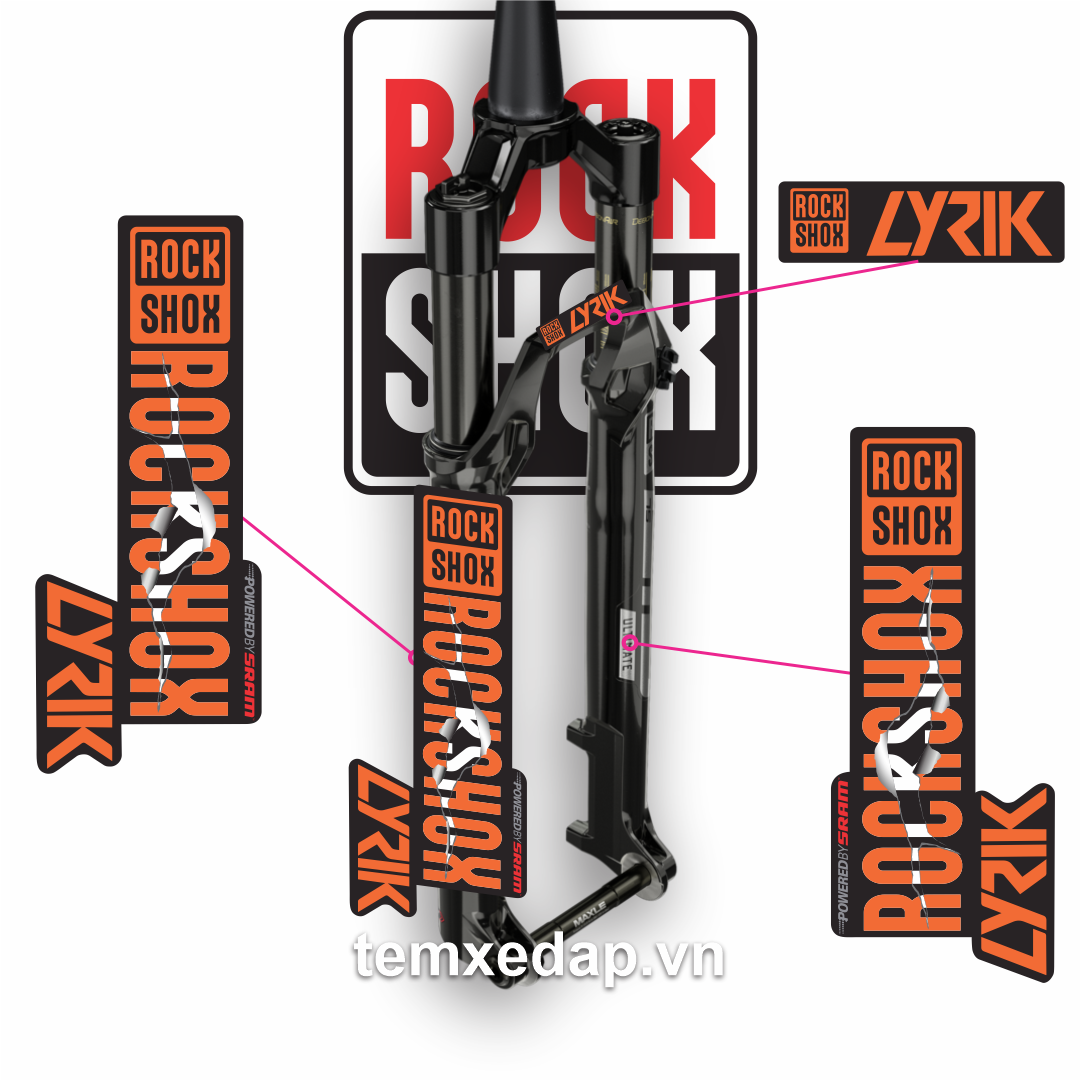 Tem decal dán phuộc xe đạp địa hình MTB Rockshox LYRIK 2019 | Temxedap.vn