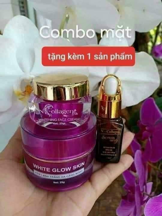 Combo Kem Lạnh + Kem Face Tím + Serum Ncollagen - Giúp dưỡng ẩm, trắng và trẻ hóa nàng da