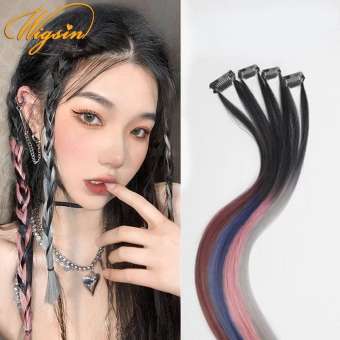 60cm Tóc giả nhuộm tai Nữ Kẹp Tóc Mở Rộng Tóc Dài Thẳng Màu Ombre Kẹp Tóc