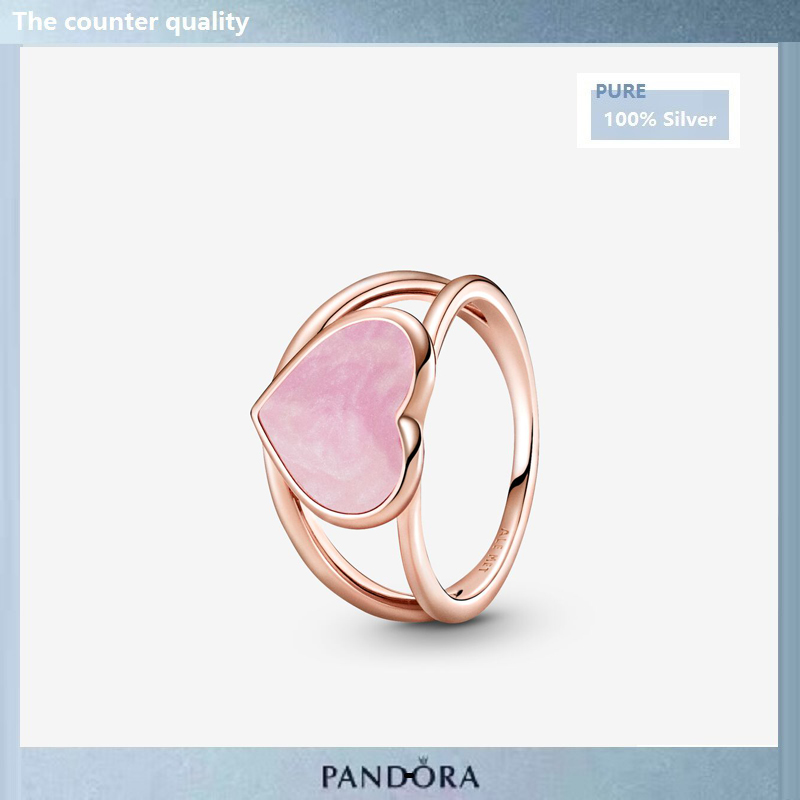 925 sterling silver rose gold Pink Swirl Heart Statement Ring 2023 women fashion DIY jewelry valentine's day gift for girlfriend