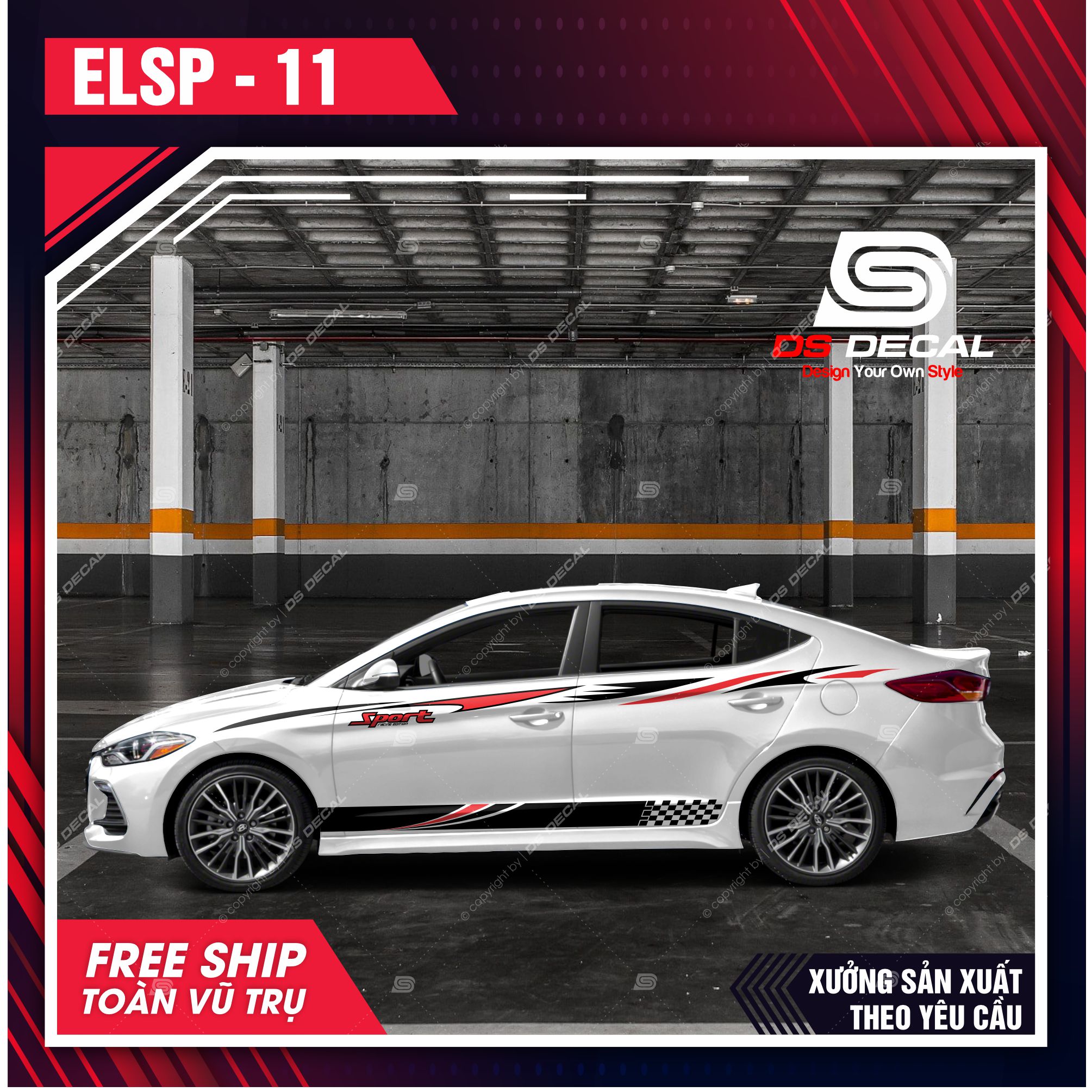 Tem dán xe ô tô elantra - 011, sticker trang trí xe ô tô, tem dán xe ô tô pvc chống nước - dsdecal