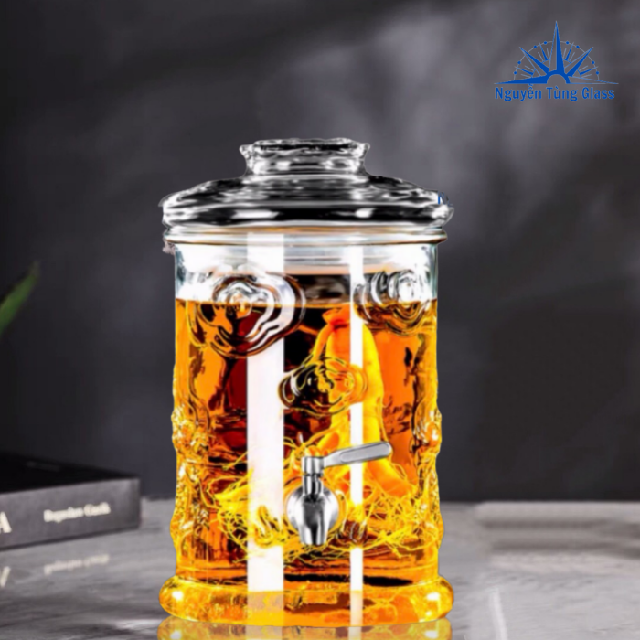 Bình thủy tinh trụ rồng ngâm rươu 6 lít