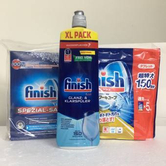 Combo 150 Viên rửa bát chén + Muối Finish 1.2kg + Nước làm bóng finish 750 ml