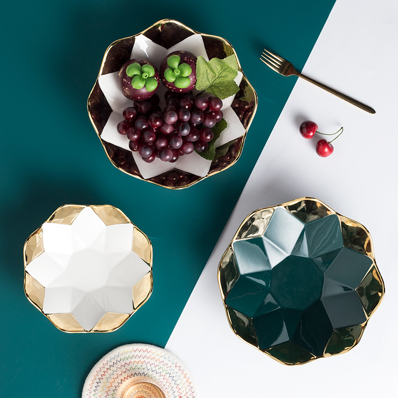 Gambar Light Luxury Net Red Ceramic Fruit Plate Living Room Coffee Table Home Creative Spherical Plate Candy Snack Plate Nordic Style