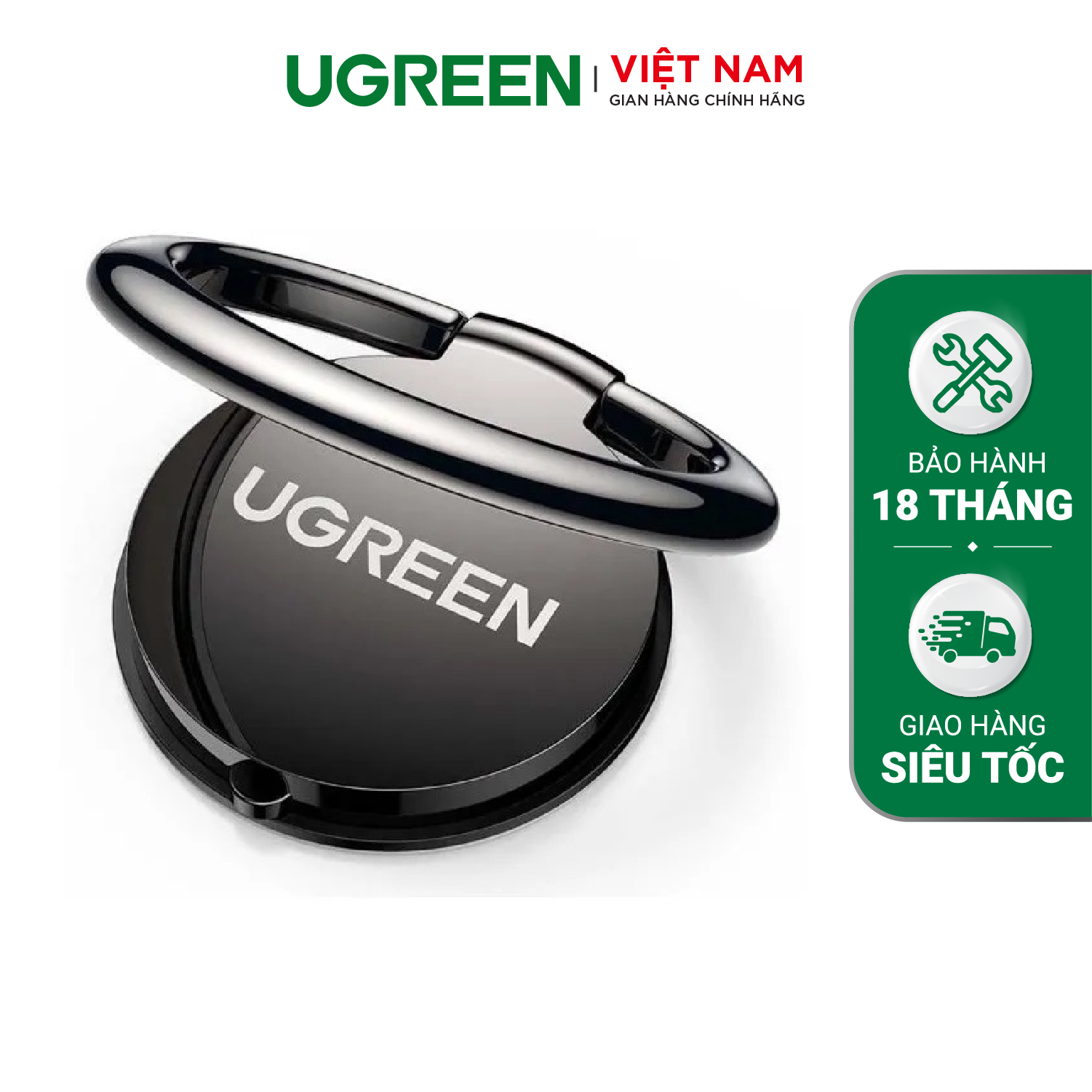 Giá đỡ điện thoại UGREEN LP133 - Dạng vòng nhẫn có thể đeo ngón tay đặt bàn dày 3mm - Tương thích rộng với các dòng điện thoại - Hàng phân phối chính hãng