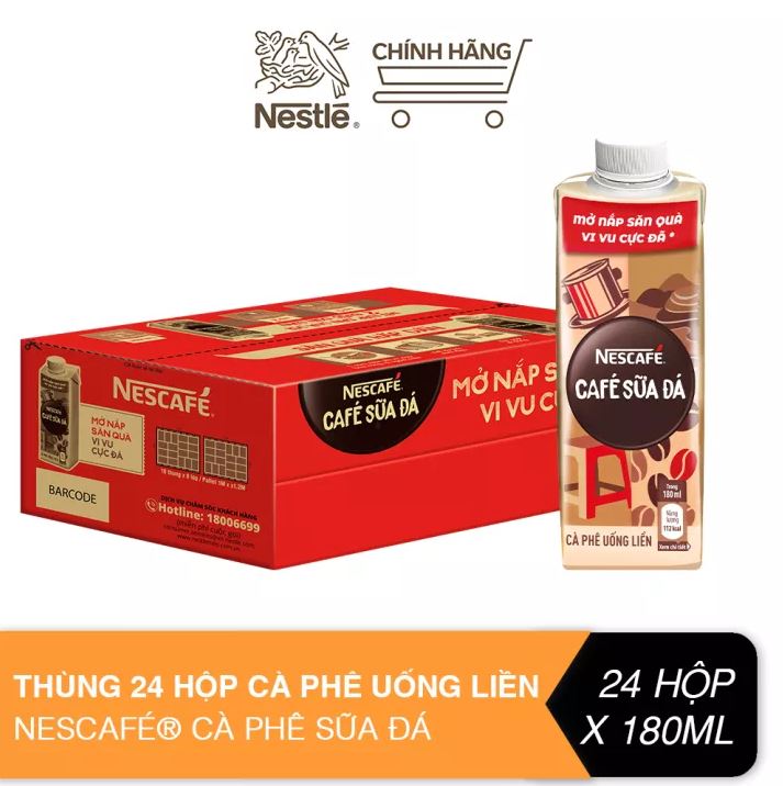 Thùng 24 hộp cà phê uống liền Nescafe cà phê sữa đá