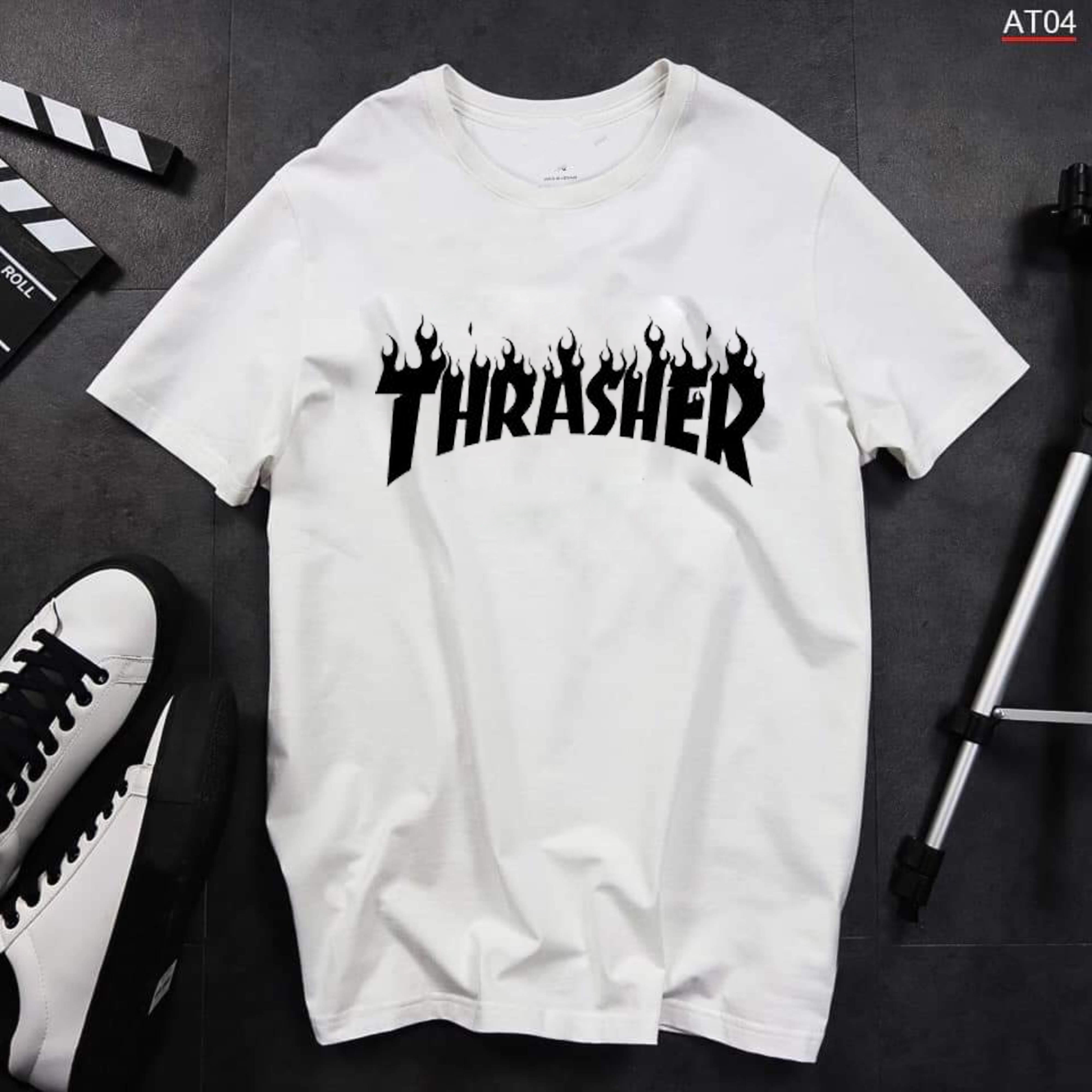 Áo thun cotton nam nữ unisex tay lỡ, mềm mịn, thoáng mát, mặc đẹp THRASHER A6
