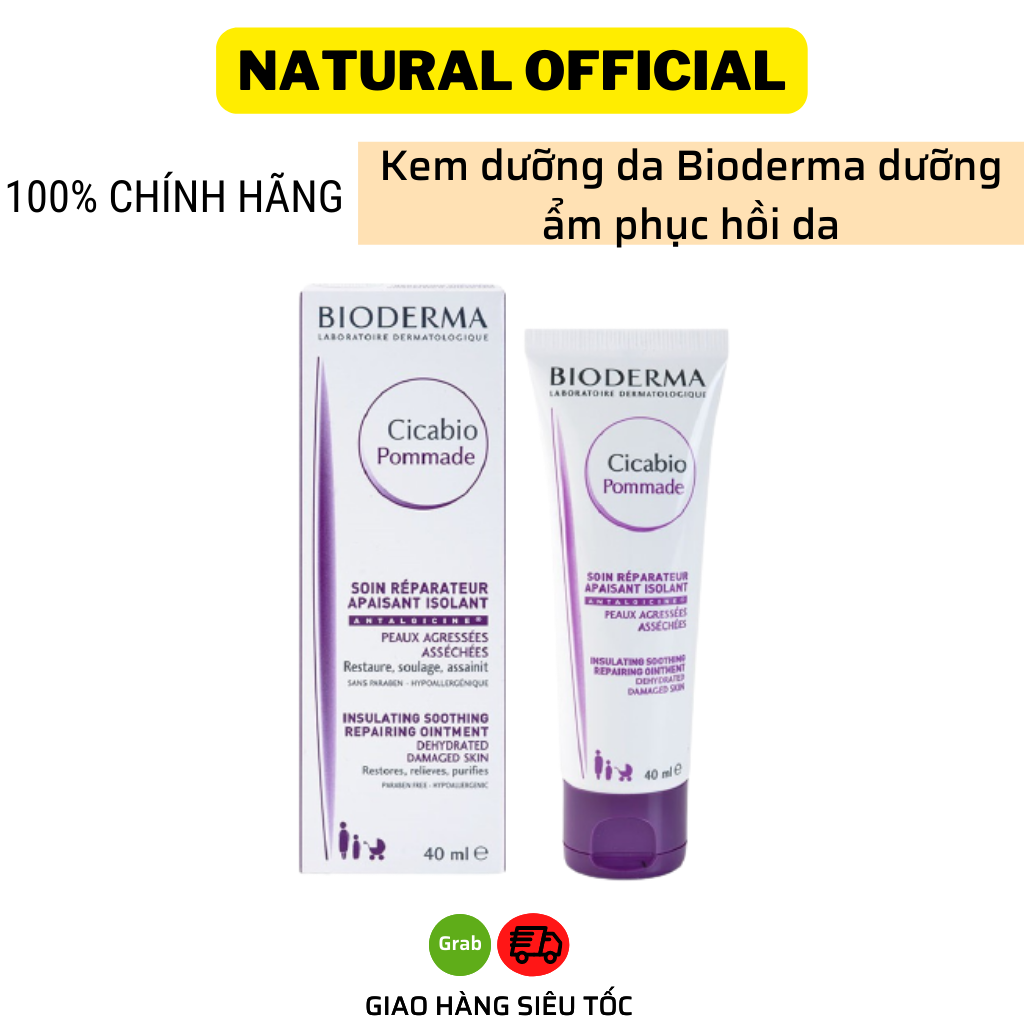 Kem dưỡng ẩm BIODERMA tím Bioderma Cicabio Crème Soothing Repairing Cream phục hồi da tổn thương