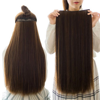 Kẹp Thẳng Dài 24Inch Trong Một Mảnh Tóc Nối Tổng Hợp 5 Kẹp Tóc Giả Màu Vàng Tóc Nâu Đen Cho Nữ