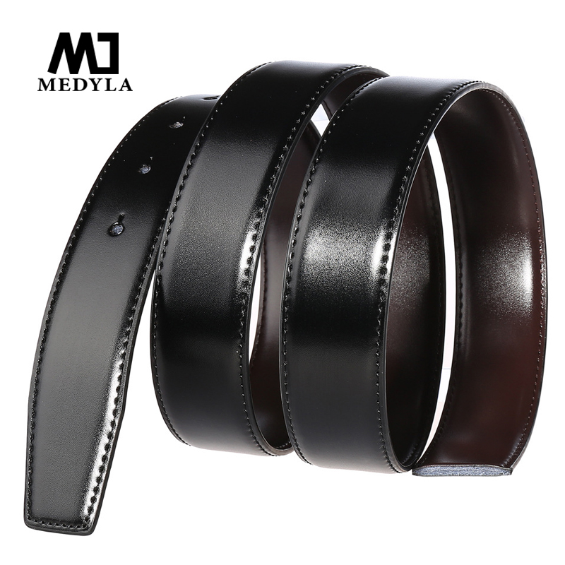 MEDYLA 3.5cm Width Genuine Leather Belt Both sides can be used No Buckle
