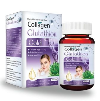 Viên uống sáng đẹp da, tăng cường nội tiết tố Collagen Glutathion Gold, hộp 30 viên, Haliphar