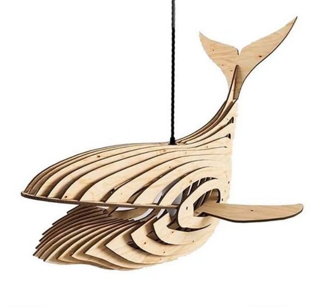 Đèn trang trí, thả trần phòng khách, phòng ngủ ,quầy bar, cafe bằng gỗ kiểu dáng cá voi- Goldendeer LP0701