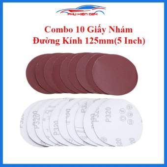 Combo 10 giấy nhám tròn đường kính 125mm (5 Inch) độ nhám 40, đĩa mài giấy ráp mịn thô chà gỗ, đánh bóng