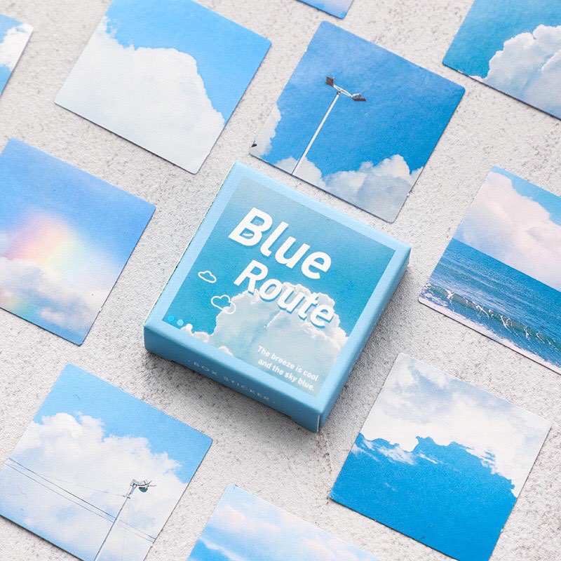 Set 45 miếng dán sticker trang trí họa tiết bầu trời xanh xinh xắn
