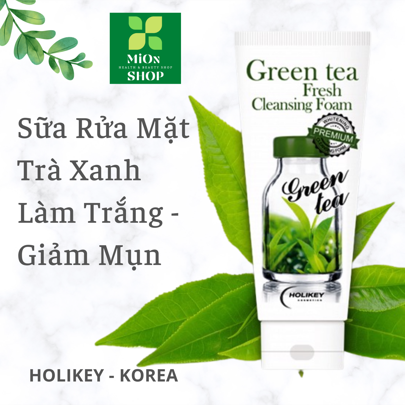 Sữa rửa mặt trà xanh làm trắng - giảm mụn - holikey green tea fresh cleansing foam