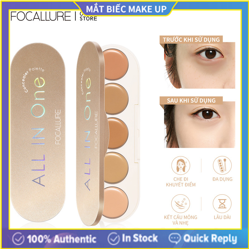 FOCALLURE GoldenAge 5 in 1 kem che khuyết điểm Multi Uses Concealer Palette High Coverage Lightweight