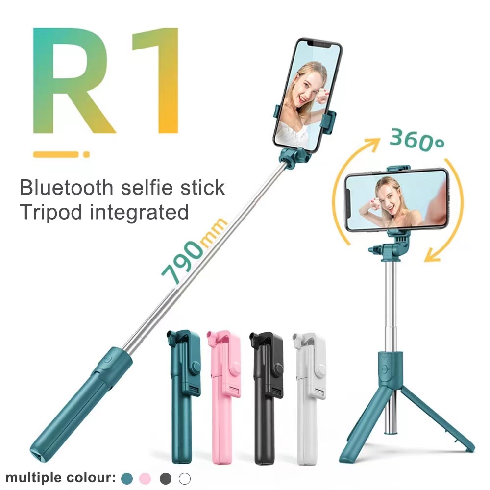 Bluetooth selfie stick with remote, 360 Rotating selfie stick, portable selfie monopod, wireless selfie stick R1