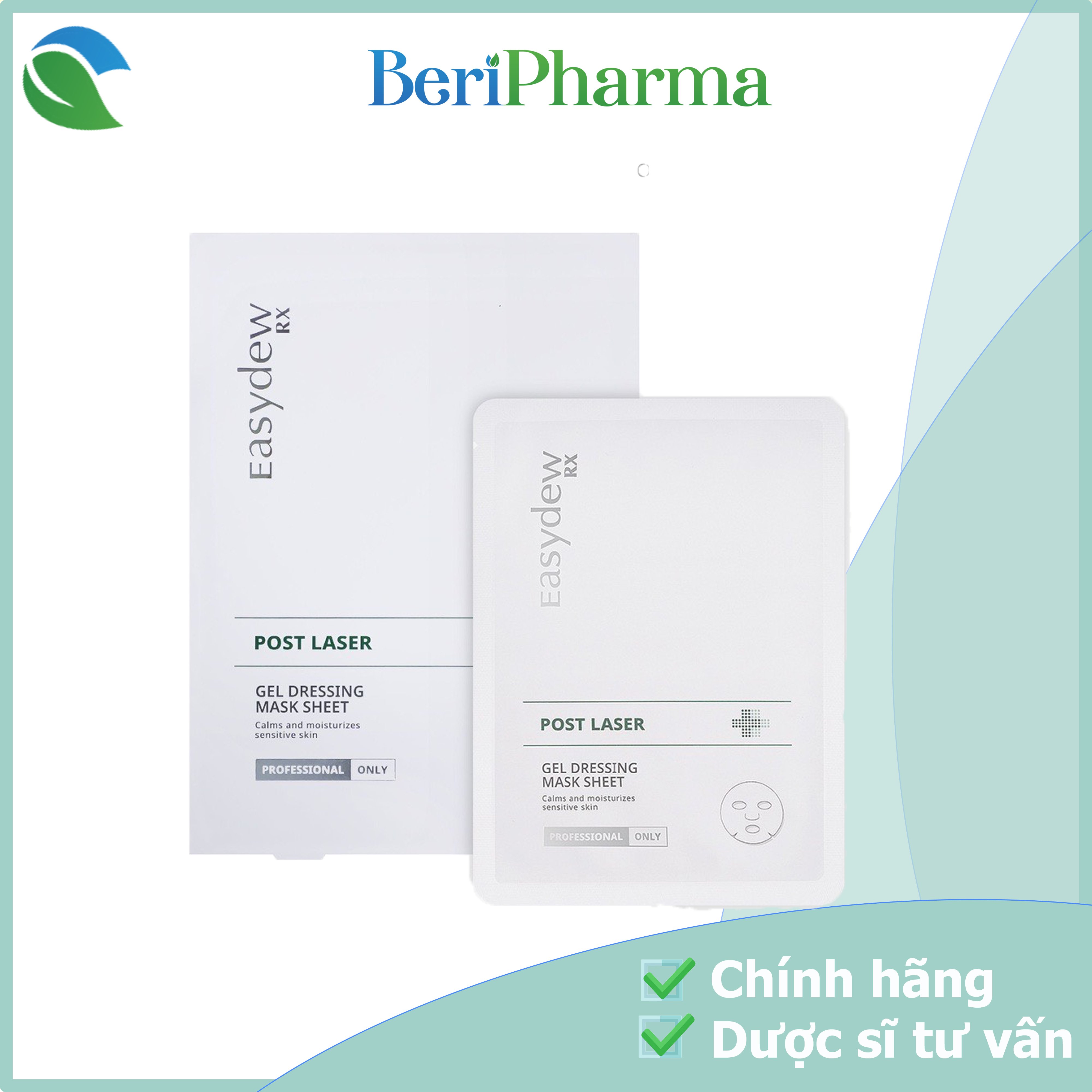 ✅ easydew rx mặt nạ phục hồi da sau laser post laser gel dessing mask sheet 38ml hộp/ 5 miếng.