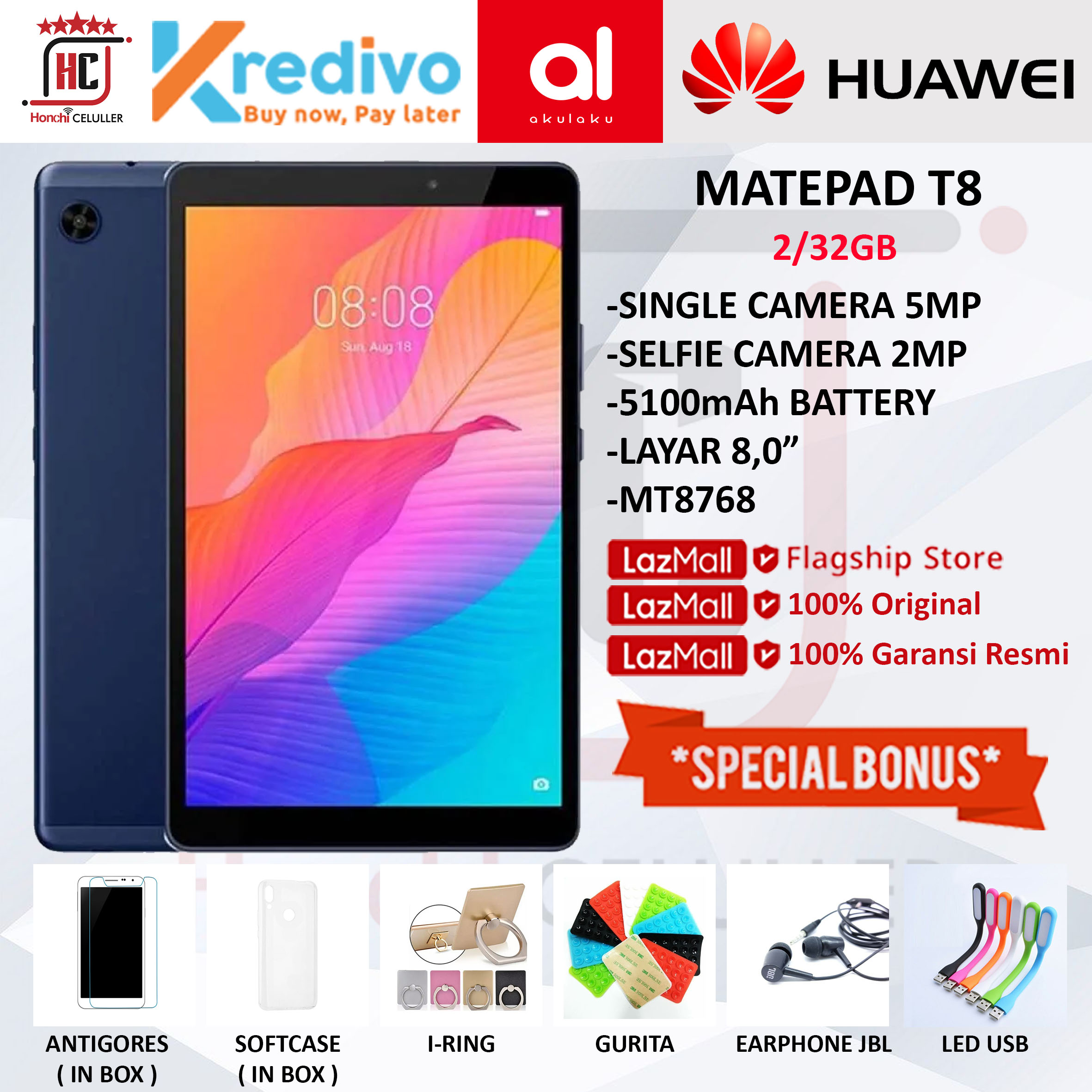 HUAWEI MATEPAD T8 RAM 2GB ROM 32GB 2/32GB GARANSI RESMI INDONESIA Harga 1,299,000 rupiah*Gratis Ongkir