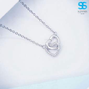 Dây chuyền bạc 925 trái tim đôi NS1713