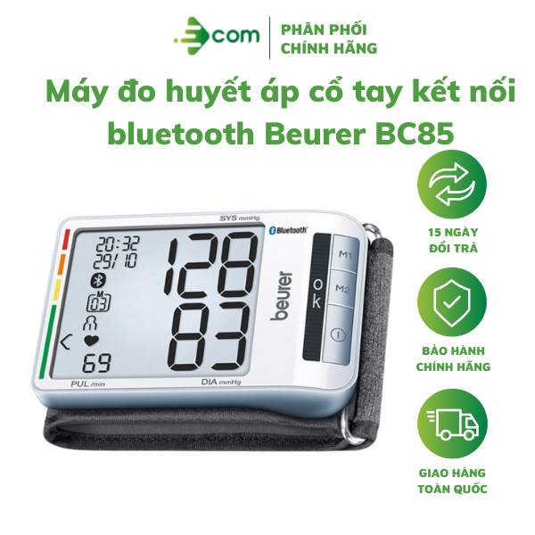 Máy đo huyết áp cổ tay kết nối bluetooth Beurer BC85 - hàng chính hãng