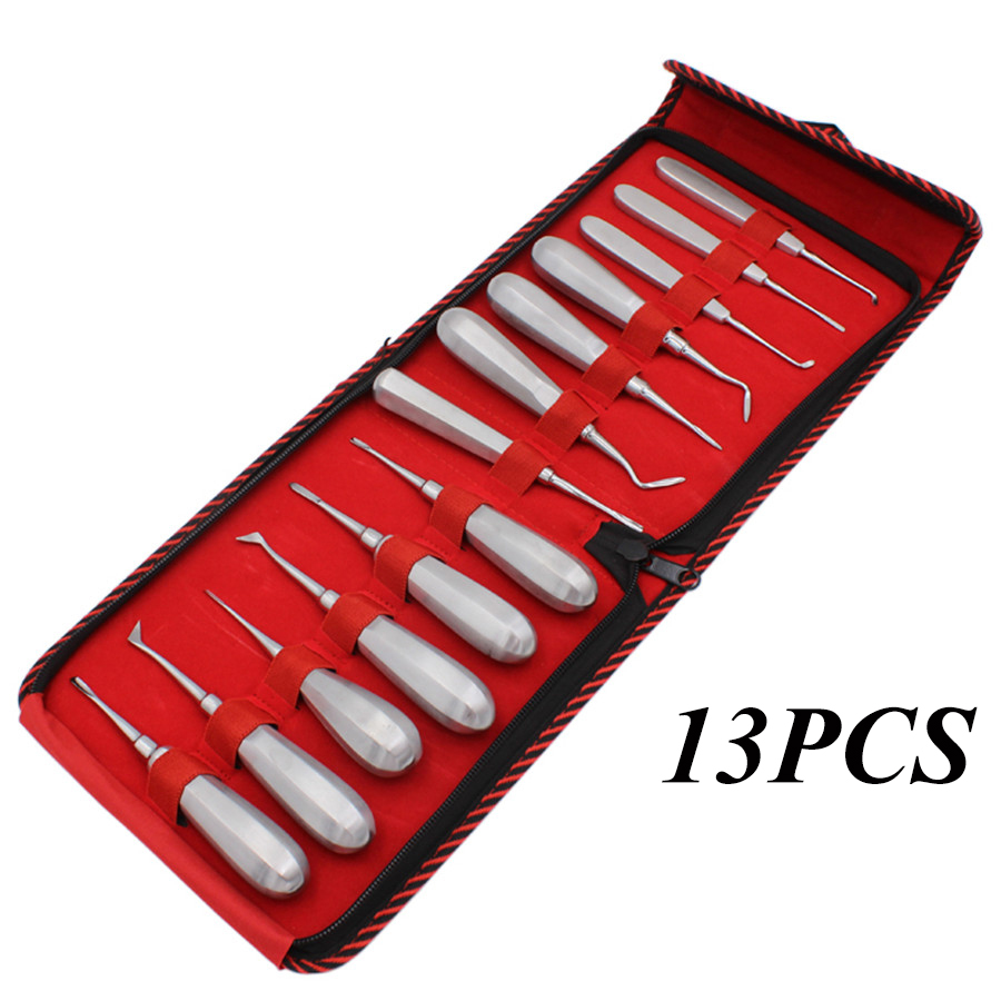 Gambar 13Pcs set Dental Elevator Set Made in Pakistan Teeth Extraction Tooth Extracting Forceps Stainless Steel Curved Root Lift Elevator