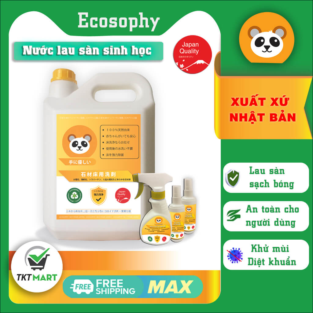 Nước lau, tẩy điểm vết bẩn sàn Ecosophy số 1 Nhật Bản,100% tự nhiên an toàn với da tay loại bỏ vi khuẩn, khử mùi, đánh bay mọi vết bẩn trên bề mặt sàn