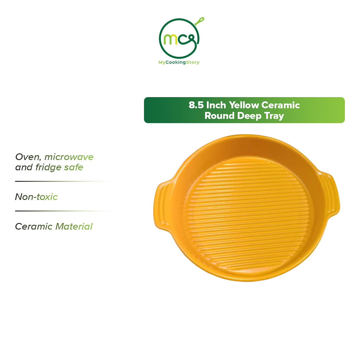 Gambar My Cooking Story   8.5 Inch Yellow Ceramic Round Deep Tray
