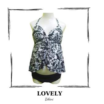 Đồ bơi tankini bà bầu người béo bigsize màu trắng đen