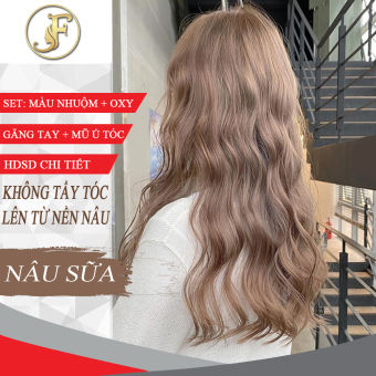 Thuốc nhuộm tóc màu NÂU SỮA - Lên Từ Nền Nâu - KHÔNG TẨY-tặng oxy