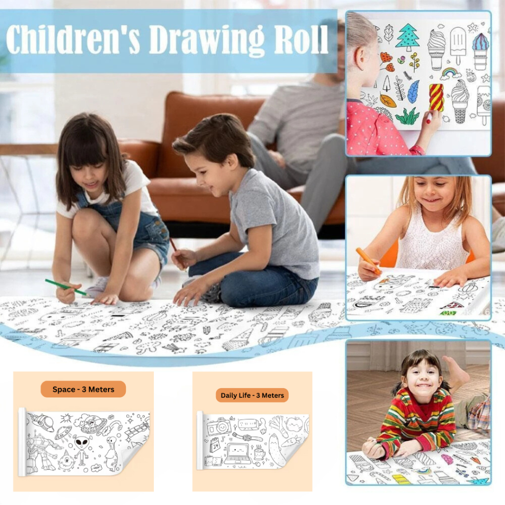 Coloring Paper Roll for Kid Mess Free Sticky Drawing Paper Roll
