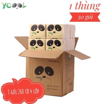 Thùng 30 gói Giấy ăn giấy gấu trúc khăn giấy tre YCOOL 1 thùng 30 gói, 4 lớp 260 tờ