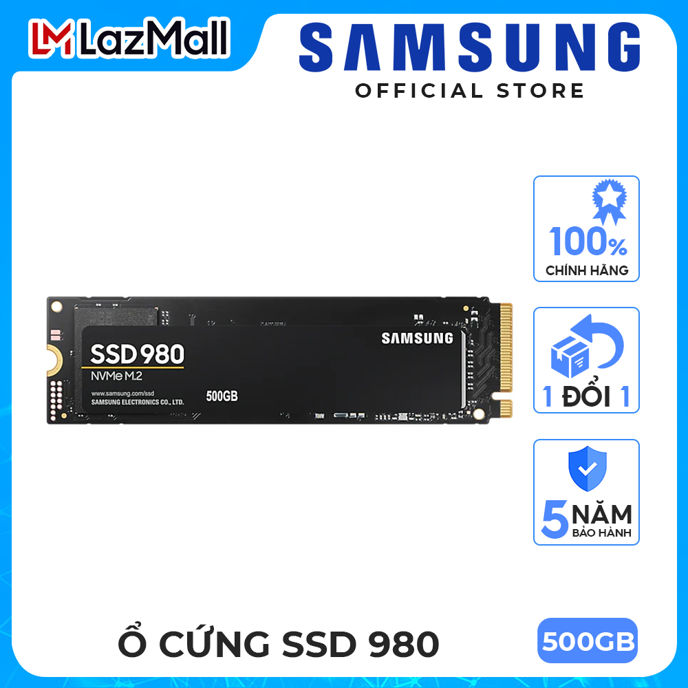 Ổ cứng gắn trong SSD Samsung 980 PCIe Gen3.0x4 NVMe1.4 M.2 2280 VNAND đọc 3050 MB/s ghi 3000 MB/s 1 Đổi 1 Bảo Hành 5 năm