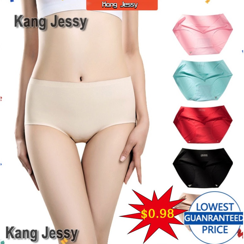 Women Sexy Ice Silk Seamless Panty Lingerie Soft Breathable Briefs  Underwear M-3XL Plus Size