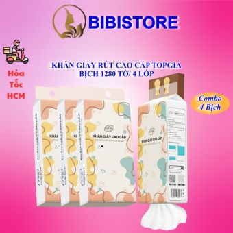 Khăn Giấy TOPGIA Đa Sắc, Giấy Rút Treo Tường Bịch 1280 Tờ 4 Lớp (BIBISTORE HCM)