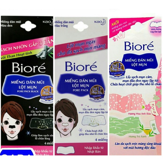 🎀 miếng dán mũi lột mụn biore nhật bản 👧
