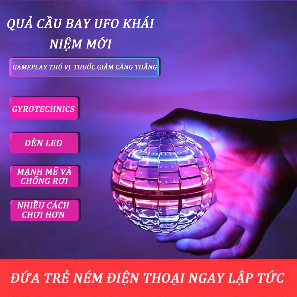 Đồ Chơi Quả Bóng Bay Ufo - Bóng ma thuật UFO hot nhất hiện nay, giúp trẻ rời xa điện thoại ,,, ánh sáng LED, màu sắc tươi sáng ngay cả vào ban ngày, Đồ chơi bay được làm bằng nhựa, thiết kế hình cầu, bền và chống va đập