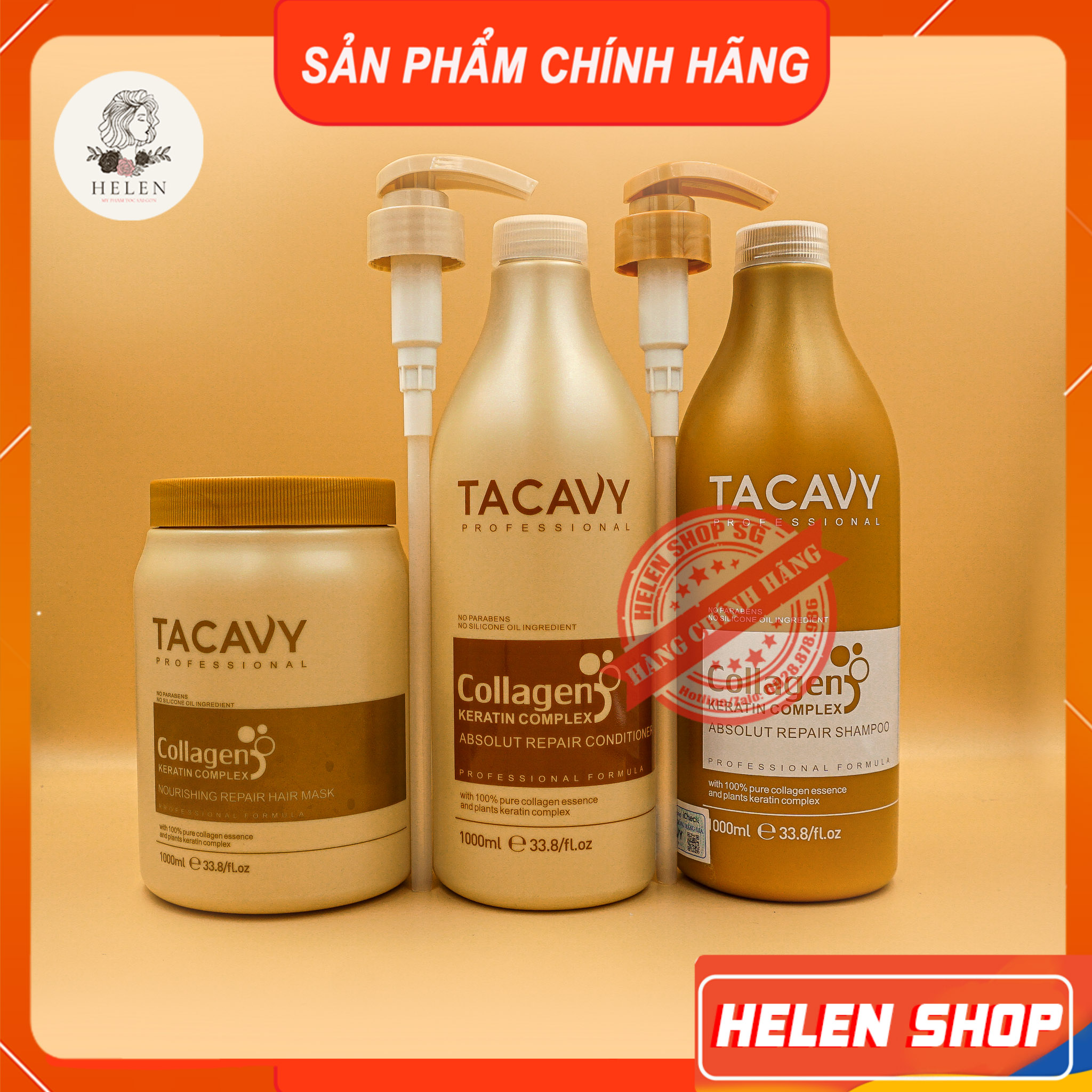 Cặp dầu gội xả tacavy 1000ml*2 | phục hồi tóc hư tổn khô xơ gãy rụng