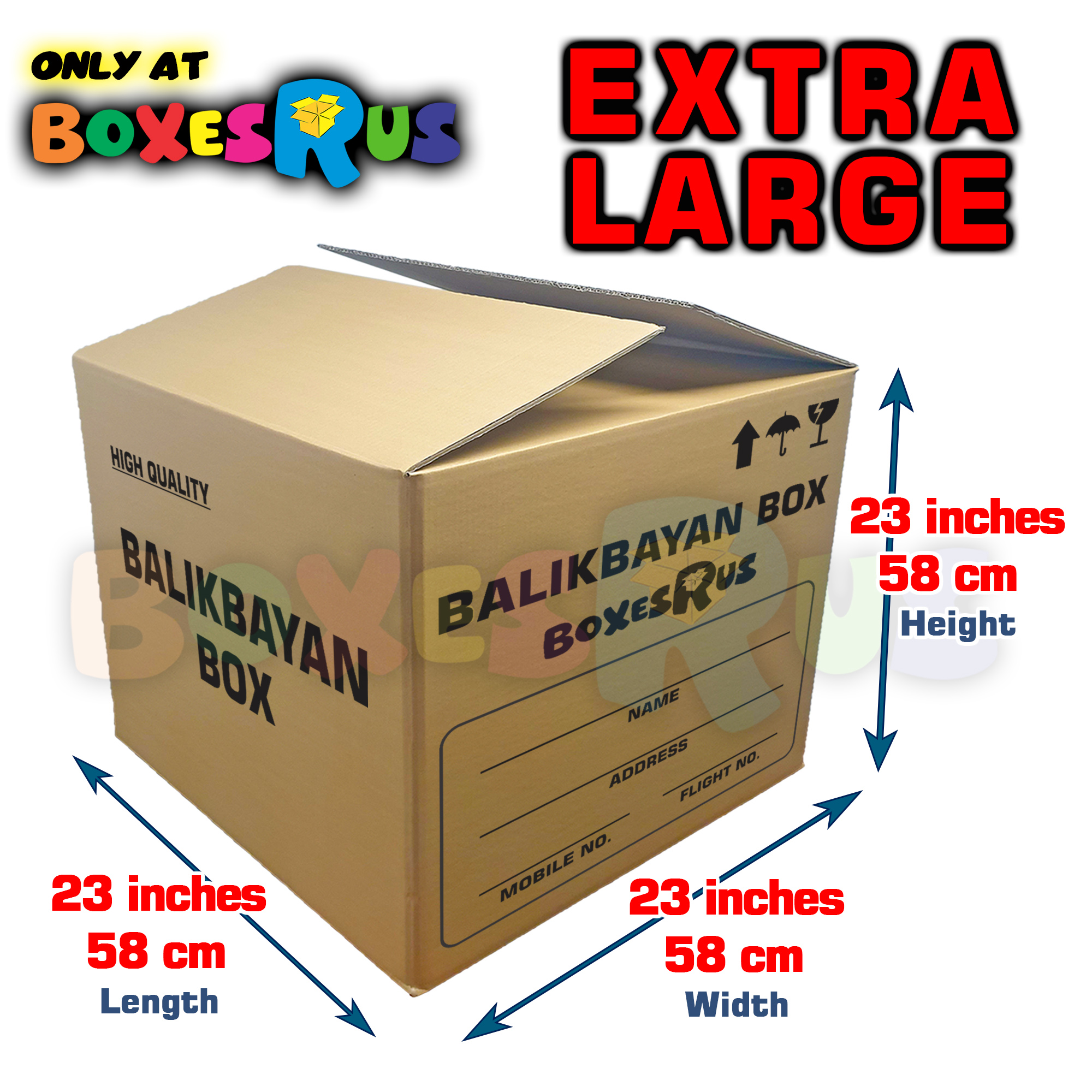 Balikbayan Box Extra Large Jumbo Corrugated Box 23x23x23 Single Wall 