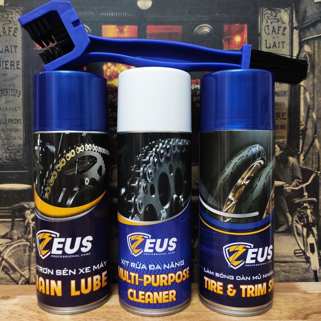 Chai xịt dưỡng sên, rửa sên, phục hồi nhựa nhám Zeus chính hãng [Mua Combo tặng kèm bàn chải 3D]