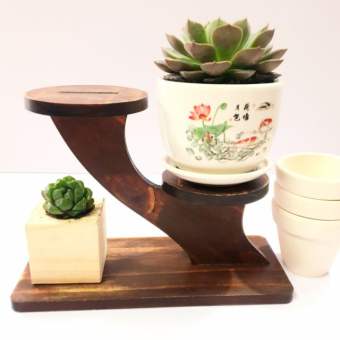 Kệ để chậu trồng cây, kệ sen đá 3 tầng bằng gỗ