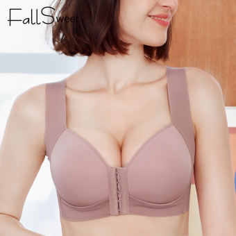FallSweet Seamless Front Closure Bra for Women Plus Size Thin Sexy Wireless Underwear Push Up Vest Brassiere C D Cup 34-48