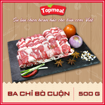 HCM - Ba chỉ bò cuộn (500g) (Tỷ lệ thịt/mỡ là 6/4) - Thích hợp với các món nướng BBQ, nhúng lẩu, kho,... - [Giao nhanh TPHCM]