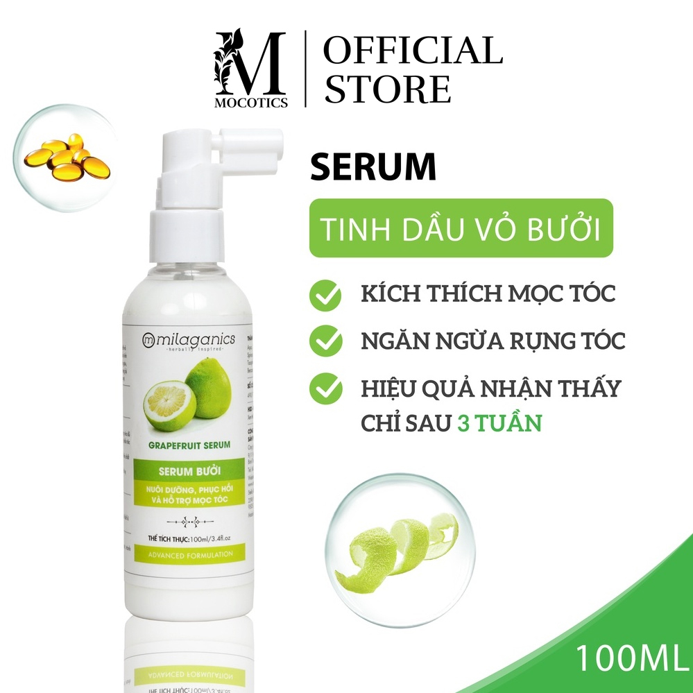 Serum xịt dưỡng tóc tinh dầu bưởi kích thích mọc tóc MILAGANICS 100ml giúp giảm rụng tóc kích thích mọc tóc nhanh chóng cung cấp dưỡng chất tự nhiên giúp tóc khỏe đẹp và suôn mượt tự nhiên.