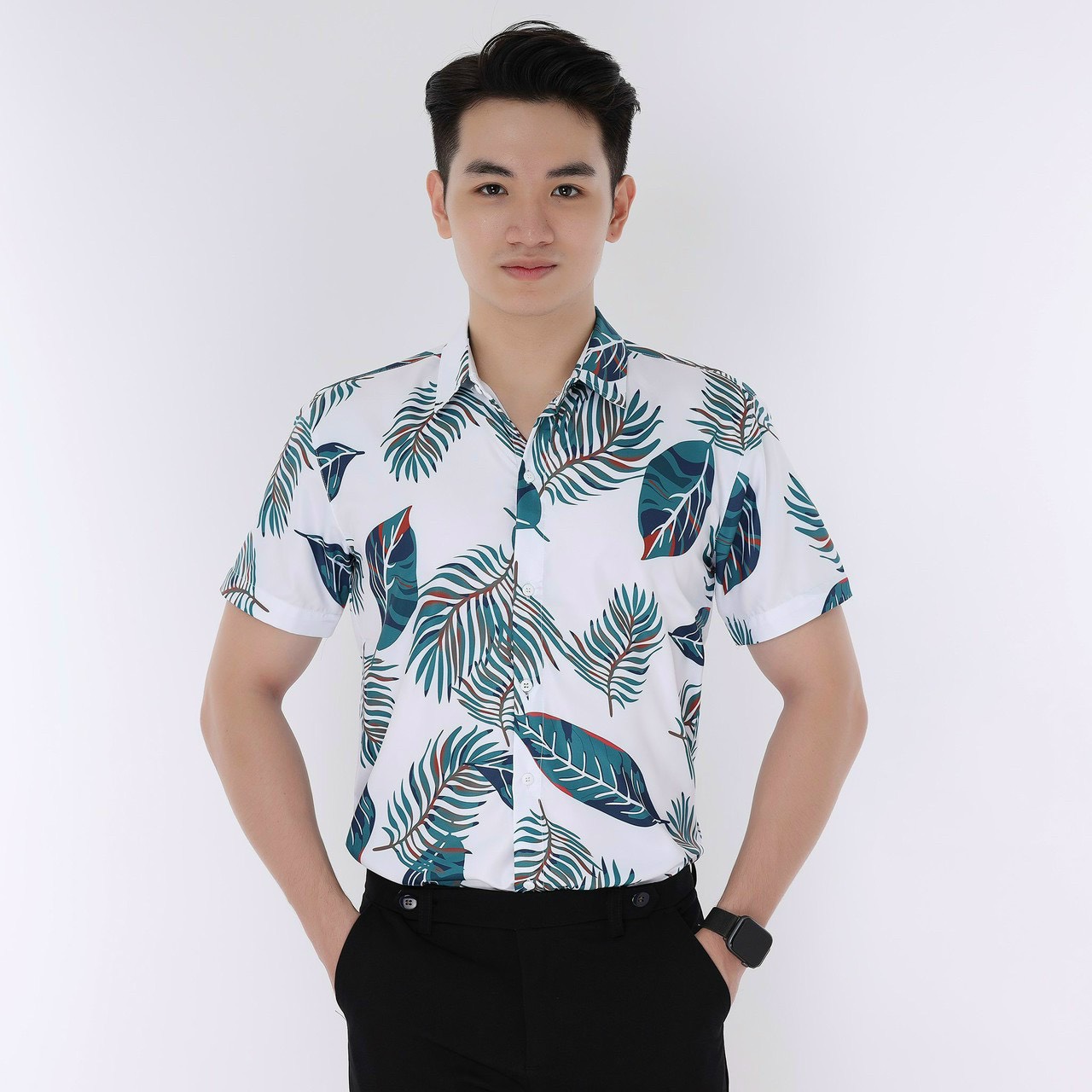 Áo sơ mi nam, áo sơ mi vải lụa mềm, dáng ôm, phong cách hàn quốc, chuẩn shop mun's_shop kk491