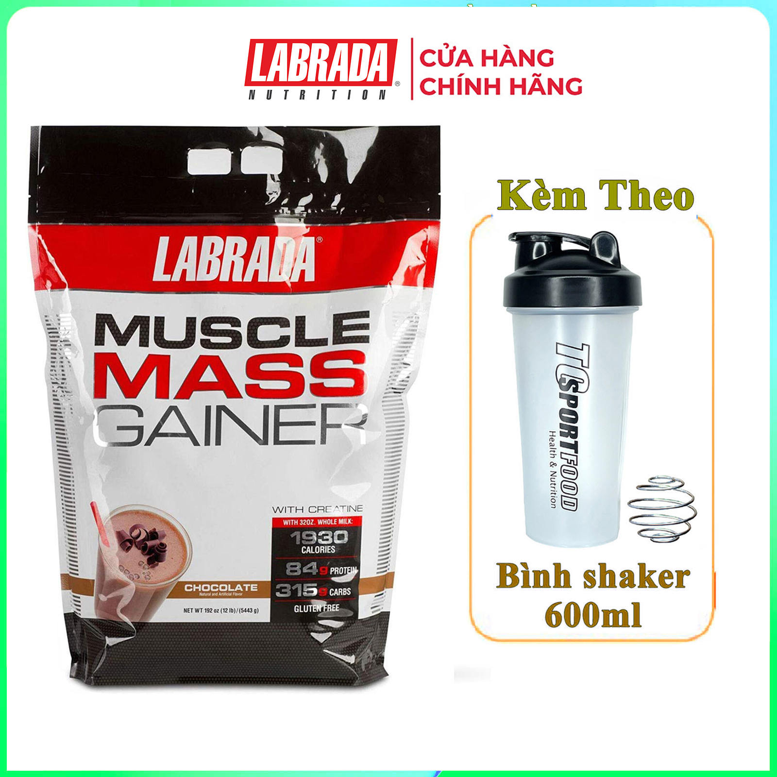 [HCM][FREE SHAKER] Sữa tăng cân tăng cơ Muscle Mass Gainer của Labrada hỗ trợ tăng cân tăng cơ nhanh cho người gầy kén ăn khó hấp thu không hấp thụ được thực ăn tự nhiên - thực phẩm chức năng