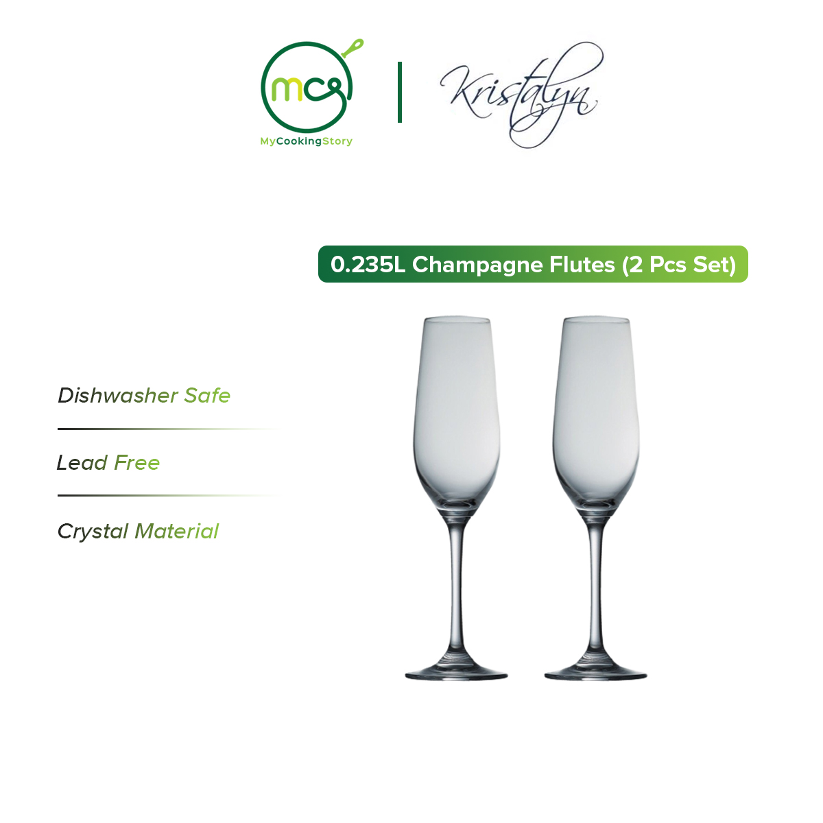 Gambar My Cooking Story   Kristalyn 0.235L Champagne Flutes (2 Piece Set)